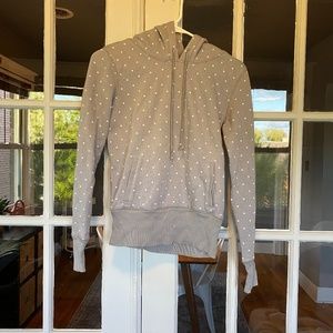 XS Aerie Gray and White Polka Dot Hoodie